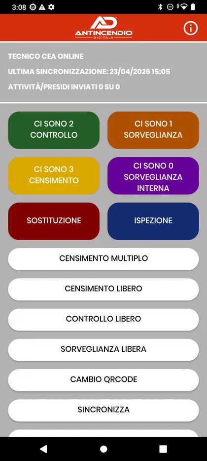 Schermata app Android Antincendio Digitale